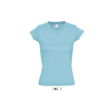 SOL'S Moon - női v-nyakú póló (atoll blue, XL) munkaruha