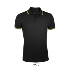 SOL'S Pasadena Men - galléros póló (fekete/fehér, 2XL)