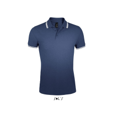 SOL'S Pasadena Men - galléros póló (french navy/neon orange, 3XL) munkaruha