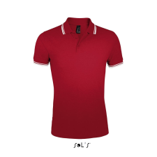 SOL'S Pasadena Men - galléros póló (piros/fehér, 2XL) munkaruha
