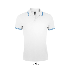 SOL'S Pasadena Men - galléros póló (white/navy, S)
