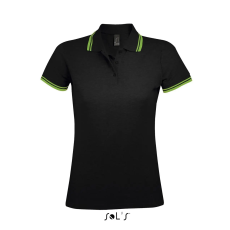 SOL'S Pasadena Women - galléros póló (black/lime, 2XL)