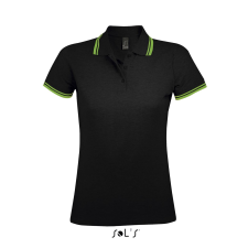 SOL'S Pasadena Women - galléros póló (black/lime, S) munkaruha