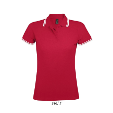 SOL'S Pasadena Women - galléros póló (piros/fehér, XL)