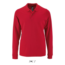 SOL'S Perfect LSL Men - hosszú ujjú piké galléros póló (red, 3XL) munkaruha