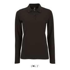 SOL'S Perfect LSL Women - hosszú ujjú piké galléros póló (black, 2XL) munkaruha