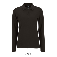 SOL'S Perfect LSL Women - hosszú ujjú piké galléros póló (black, L)