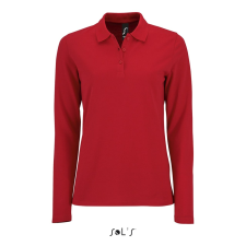 SOL'S Perfect LSL Women - hosszú ujjú piké galléros póló (red, XL) munkaruha
