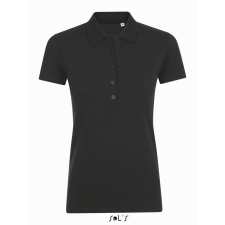 SOL'S Phoenix Women - gyapjú-elasztán galléros póló (black, S) munkaruha