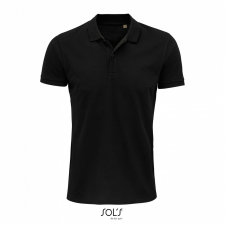 SOL'S Planet Men - galléros póló (black, M) munkaruha