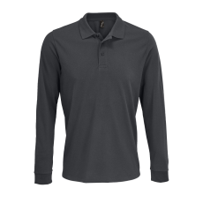 SOL'S Prime LSL galléros hosszú ujjú póló (sötét szürke, XL)