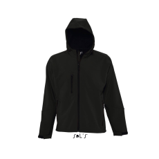 SOL'S Replay Men - kapucnis softshell dzseki (black, 2XL)