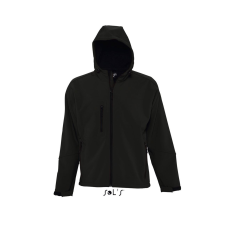 SOL'S Replay Men - kapucnis softshell dzseki (black, M) munkaruha