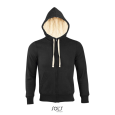 SOL'S Sherpa - unisex zipzáros pulóver sherpa béléssel (black, M)