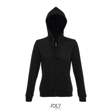 SOL'S Spike Women - zipzáros, kapucnis pulóver (black, S)