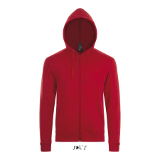 SOL'S Stone - unisex zipzáros, kapucnis pulóver (red, M) munkaruha