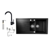  Solarys J995-50C Gránit Mosogató + Csap + Adagoló + Dugóemelő (fekete)