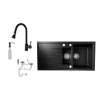  Solarys J995-50C Gránit Mosogató + Kihúzható Csap + Dugóemelő + Adagoló (fekete)