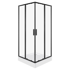  Solid SQ 90 fekete szögletes zuhanykabin zuhanytálcával kád, zuhanykabin