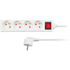 SOLIGHT hosszabbító kábel, 4 csatlakozóaljzat, fehér, kikapcsoló, 1.5m (PP30) kábel és adapter