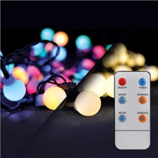 SOLIGHT LED 2in1 kültéri karácsonyi lánc, labda, távirányító, 200LED, RGB + fehér, 20m + 5m, 8 funkció, IP44 karácsonyi dekoráció