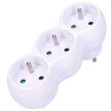 SOLIGHT Splitter adapter tartóval, 3x 10A/230V fehér kábel és adapter