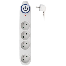 SOLIGHT túlfeszültségvédő, 150J, 4 aljzat, 1.5m, fehér kábel és adapter