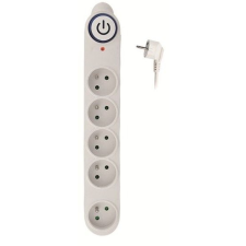 SOLIGHT túlfeszültségvédő, 150J, 5 aljzat, 3m, fehér kábel és adapter