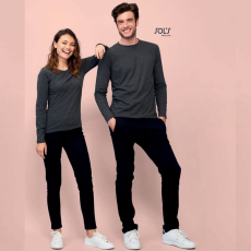 SOLS Póló Sols kereknyakú férfi hosszú ujjú (100%pamut) charcoal melange, 3XL