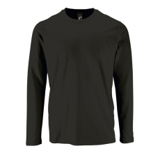 SOLS Póló Sols kereknyakú férfi hosszú ujjú (100%pamut) deep black, L