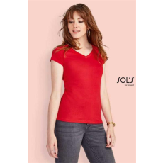 SOLS Póló Sols Moon női v-nyakú női (100%pamut 150g/m2) deep black, 2XL