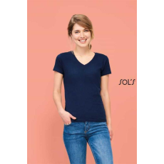 SOLS Póló Sols v-nyakú női rövid ujjú női (100%pamut 190g/m2) deep black, 2XL