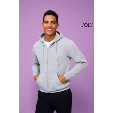 SOLS Pulóver Sols férfi kapucnis cippzáras, grey melange, L munkaruha