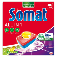 Somat Somat All in One tabletta 46 db XL Lemon&amp;Lime tisztító- és takarítószer, higiénia