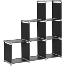 Songmics 6 kockás könyvespolc, kocka tároló polc fekete bútor