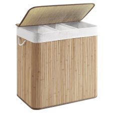 Songmics Bambusz szennyeskosár fedéllel és fogantyúkkal, 150 literes | SONGMICS bútor