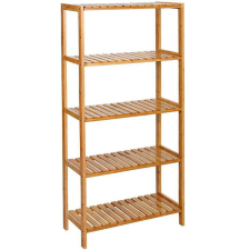 Songmics Bambusz tárolópolc, 5 polc, konyhába vagy fürdőszobába, 130x60x26cm, natúr barna fürdőszoba bútor