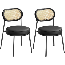 Songmics Étkezőszékek, rattan háttámlás étkezőszék készlet, Műbőr, kárpitozott  , tintafekete bútor