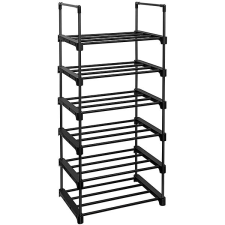 Songmics fém cipőállvány, 6 polc, 45 × 30 × 106 cm, fekete bútor