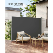 SONGMICS GSA204G02 Oldalsó napellenző acéldobozzal, rozsdaálló, kihúzható, 200 x 400 cm kerti bútor