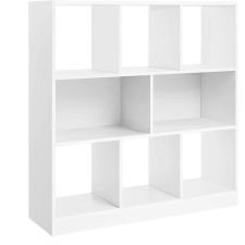 Songmics Könyvespolc, térelválasztó polc, 97,5 x 100 x 30 cm, fehér bútor