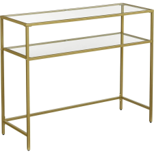 Songmics Konzolasztal, modern edzett üveg asztal, 100x35x80 cm, arany (LGT025A01) bútor