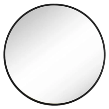 Songmics Modern fali tükör, kerek tükör, 61 cm, fekete fürdőszoba bútor