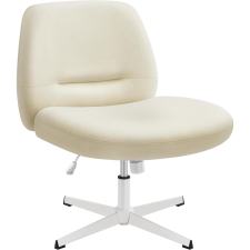 Songmics Modern szövet szék, forgószék karfa nélkül, állítható magasságú, krémfehér forgószék