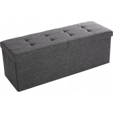 Songmics Összecsukható vászon tárolópuff 76x38x38cm, felnyitható ottomán, sötétszürke (LSF46GYZ XXX) bútor