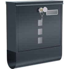 Songmics Postaláda Újságtartóval, Névtáblával 30,5x9,5x33 cm, Antracitszürke (GMB20AG XXX) postaláda