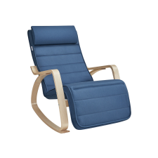 Songmics Premium Nyírfa Hintaszék Állítható Lábtartóval Éjkék-Natúr bútor