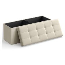 Songmics Puff, Összecsukható tárolópad 110 x 38 x 38 cm, bézs bútor