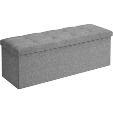 Songmics Puff, összecsukható tárolópad ottomán, 110 x 38 x 38 cm, világosszürke bútor