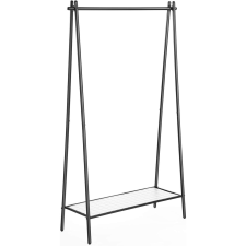 Songmics Ruhatartó acélkerettel, függesztett sínnel és polccal, 34x93x153cm, matt fekete bútor